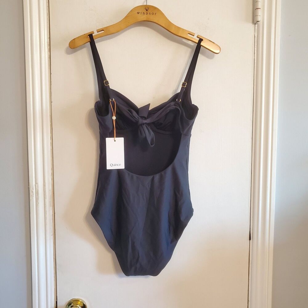 Quince Italian Underwire One Piece Swimsuit Black Size M Beach Resort Vacation - Picture 5 of 10